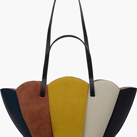 RADLEY LONDON Multi-Panel Colorblock Tote in Black, White, Yellow, Brown & Teal - Picture 3 of 5